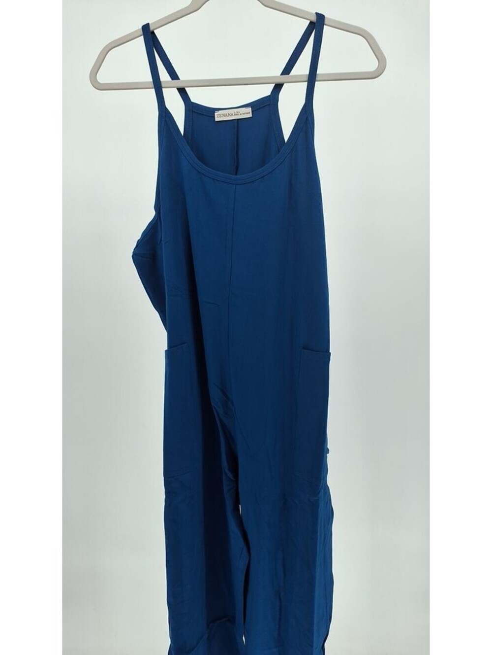 Zenana Sleeveless Cotton Jumpsuit-Light Navy / L/XL